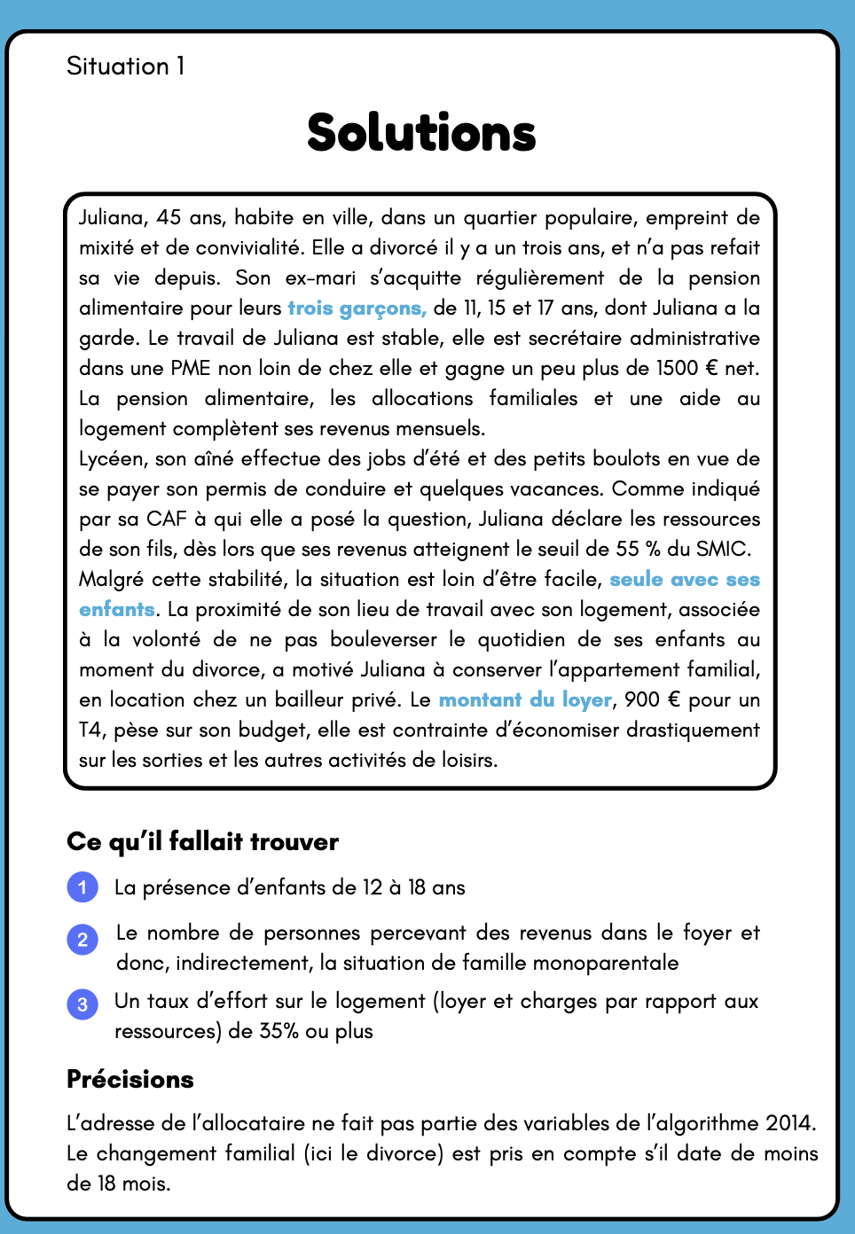 Solution de la Situation1 de l'exercice